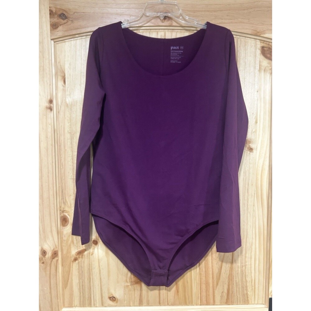 Pact Bodysuit Long Sleeve Plum Purple 2XL NWOT Organic Cotton